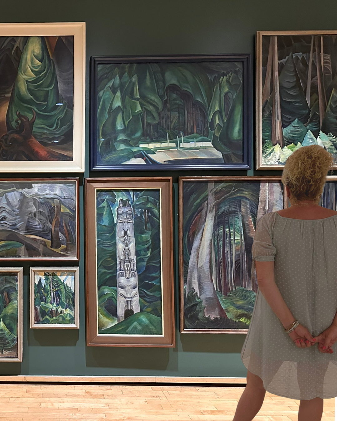 The artist viewing the Emily Carr exhibit at Vancouver Art Gallery downtown Vancouver