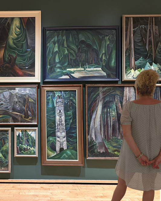 The artist viewing the Emily Carr exhibit at Vancouver Art Gallery downtown Vancouver